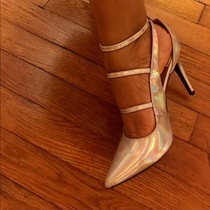 Iridescent multi strap heels size 6
